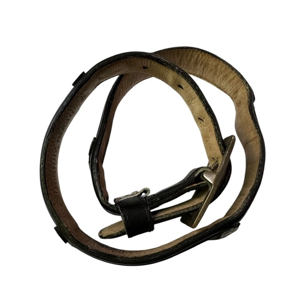Vintage JOHNNY FARAH Black Leather Western Belt with Spur Boots Size 28 Small main image 4